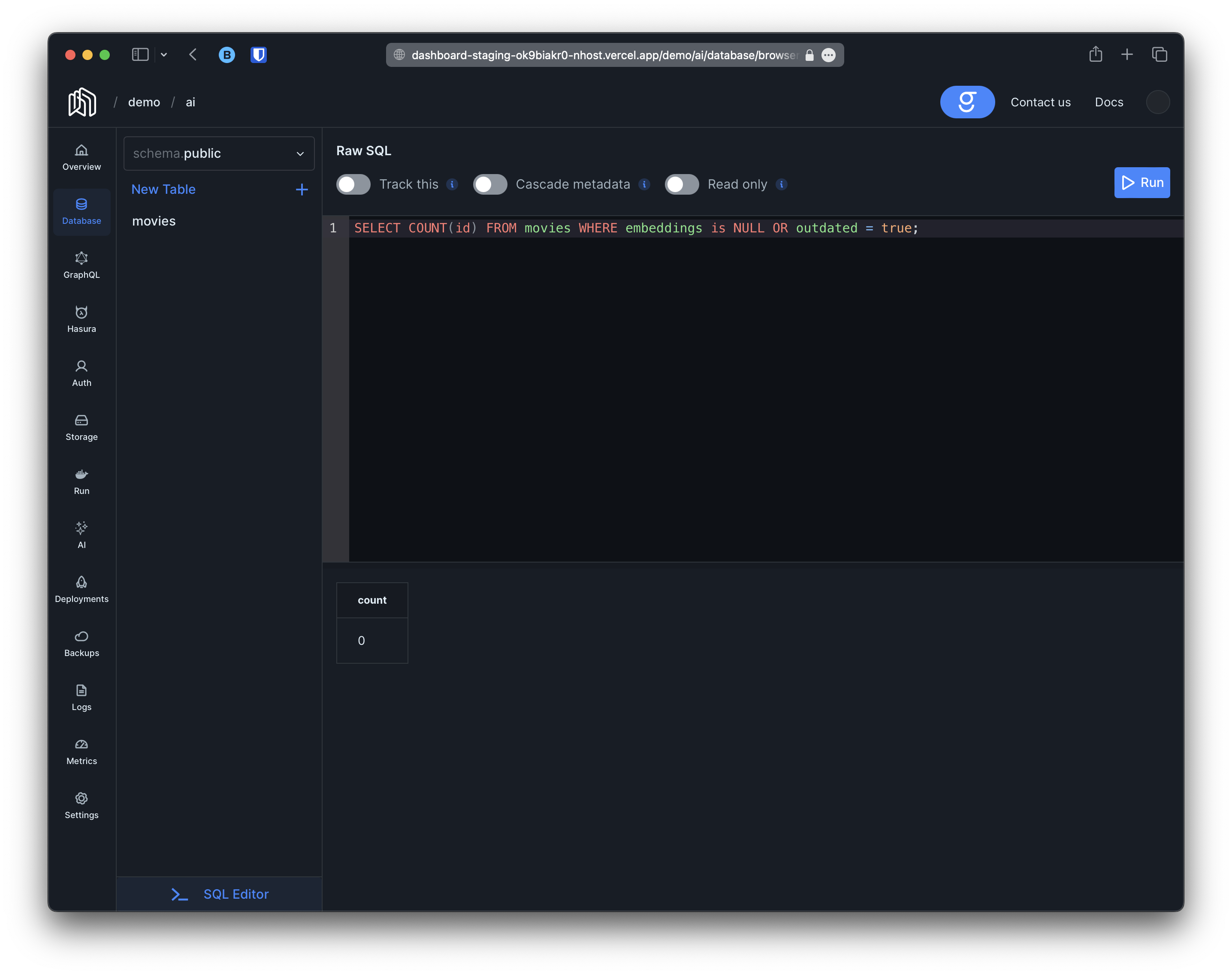 auto embeddings count 0
