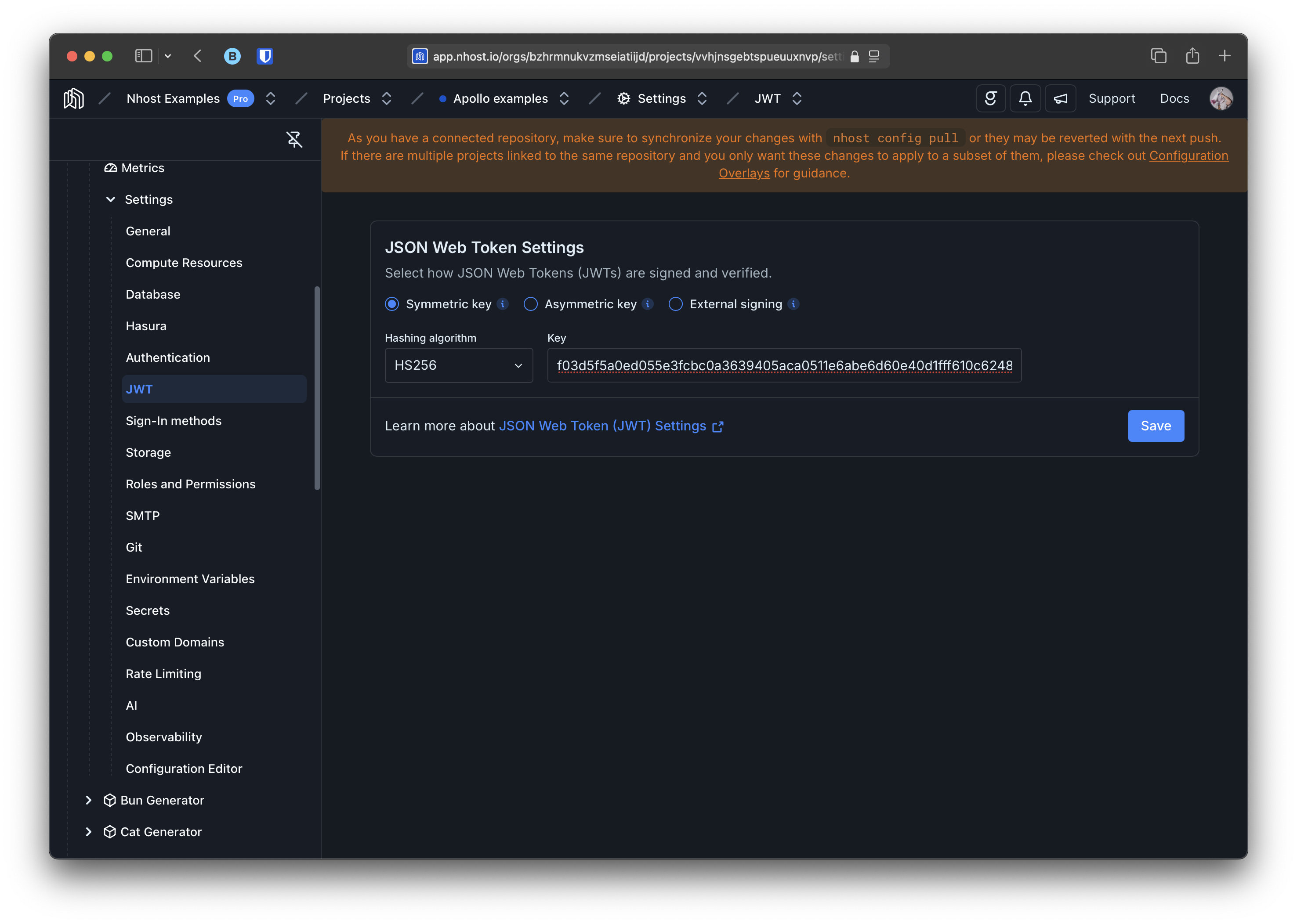 Symmetric Key Configuration