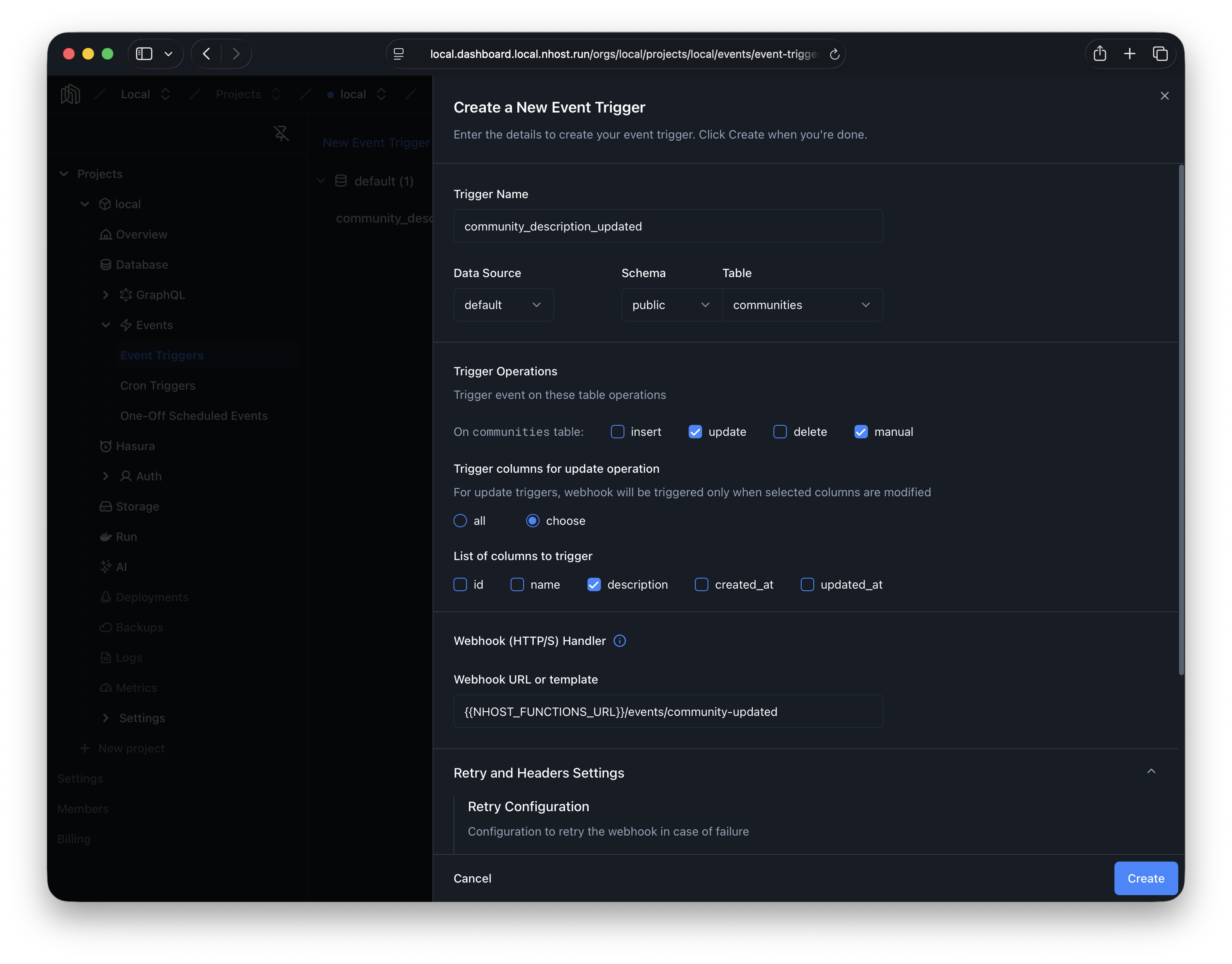 Create Event Trigger
