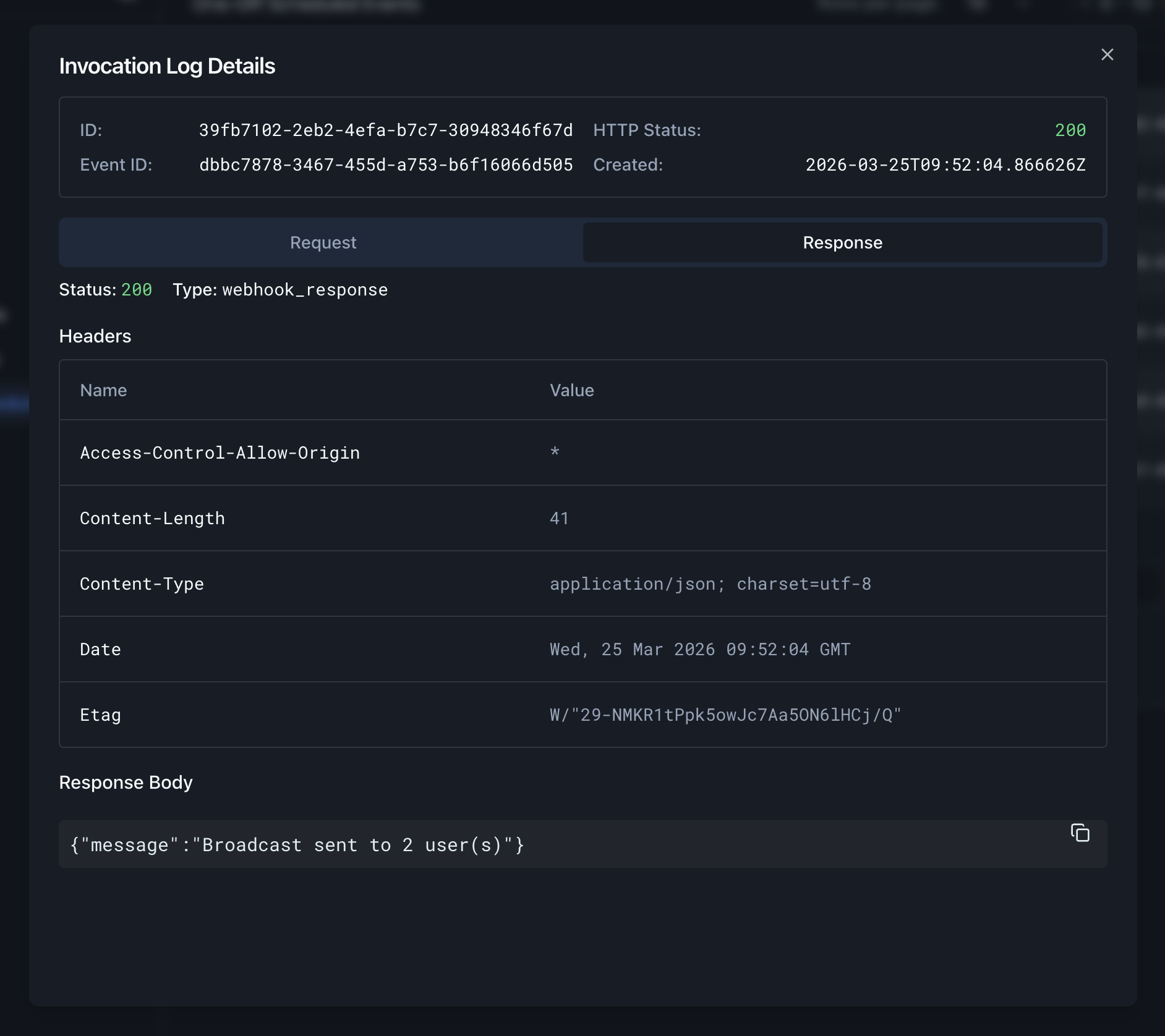One-Off Scheduled Event Invocation Details