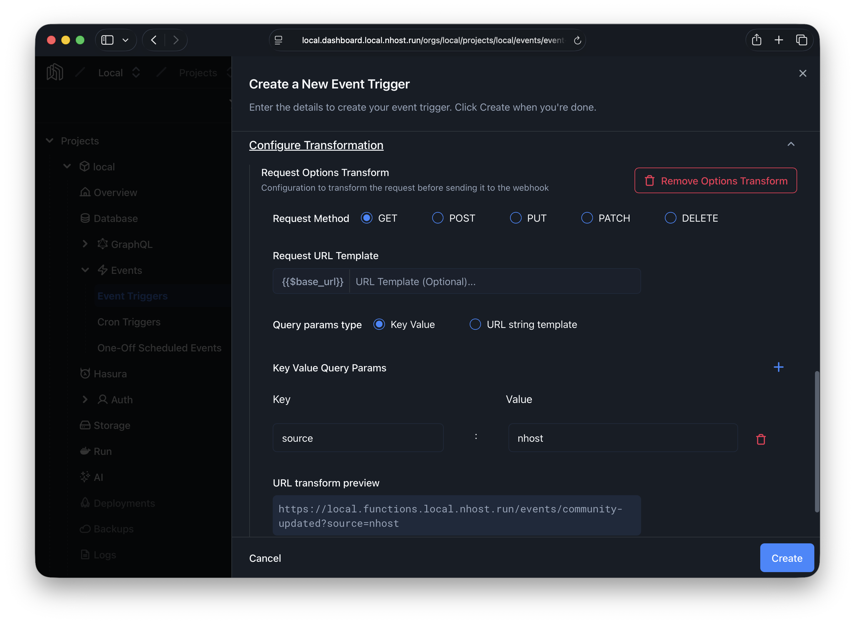 Request Options Transform