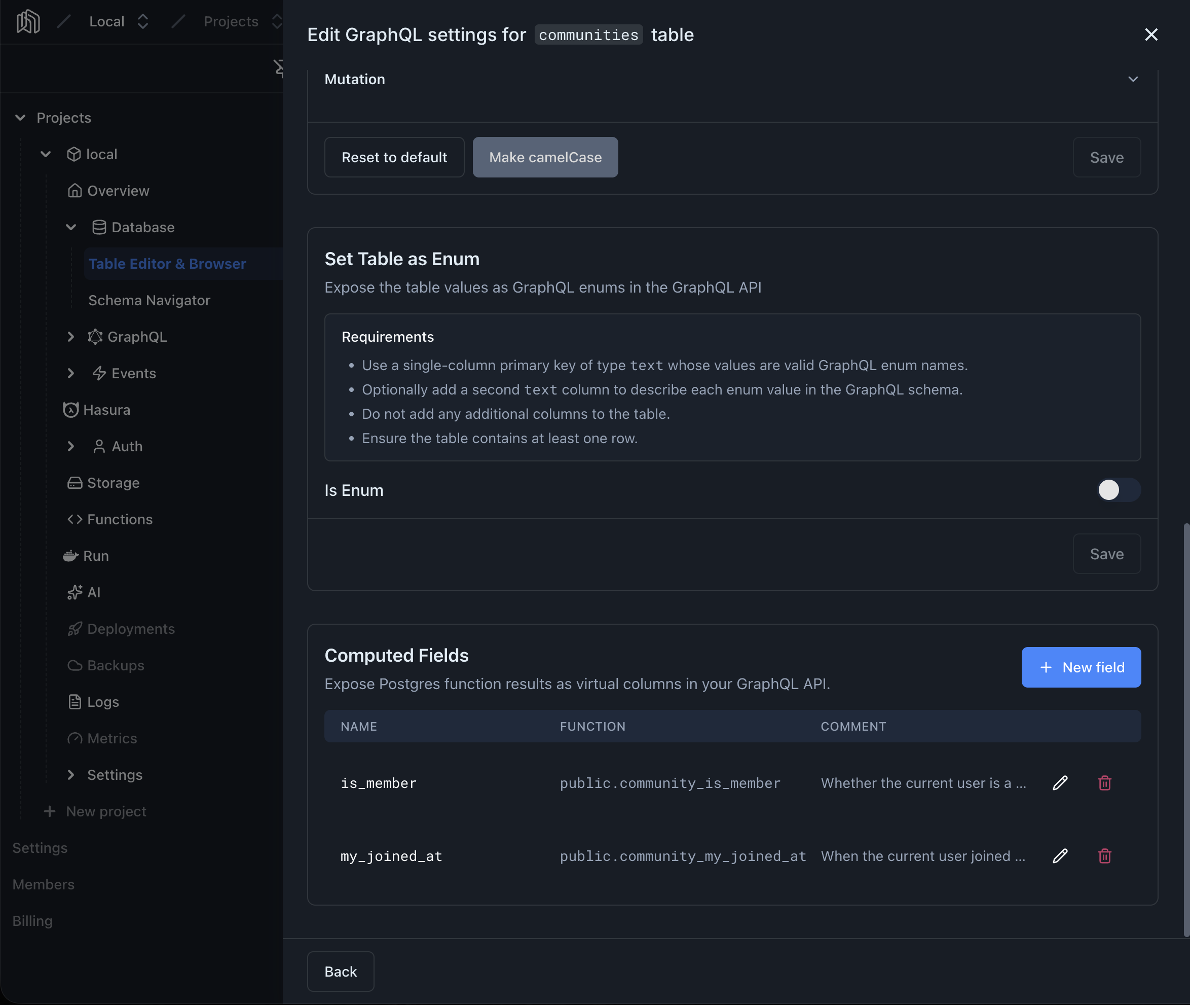 Computed Fields section