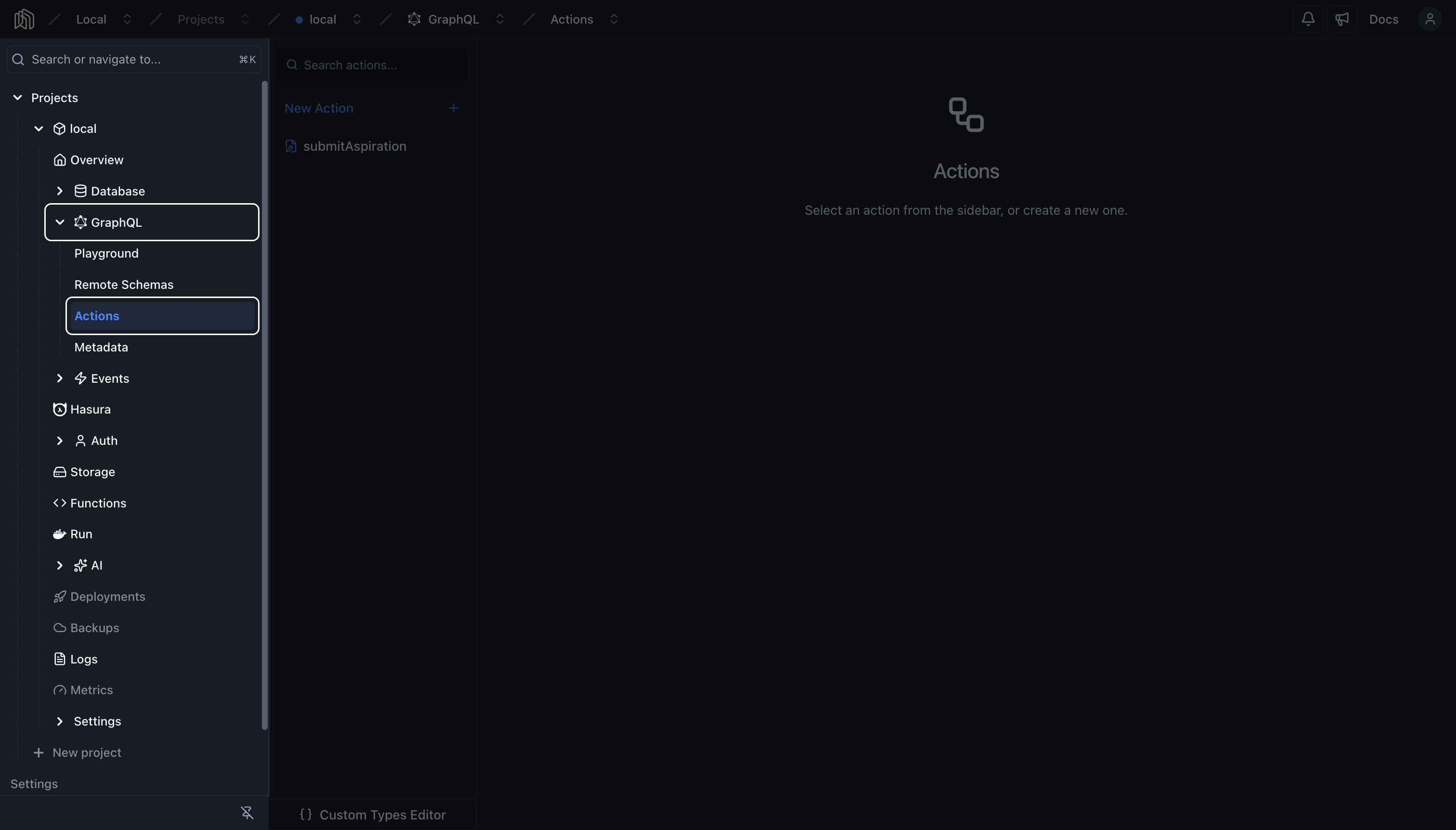 Actions section