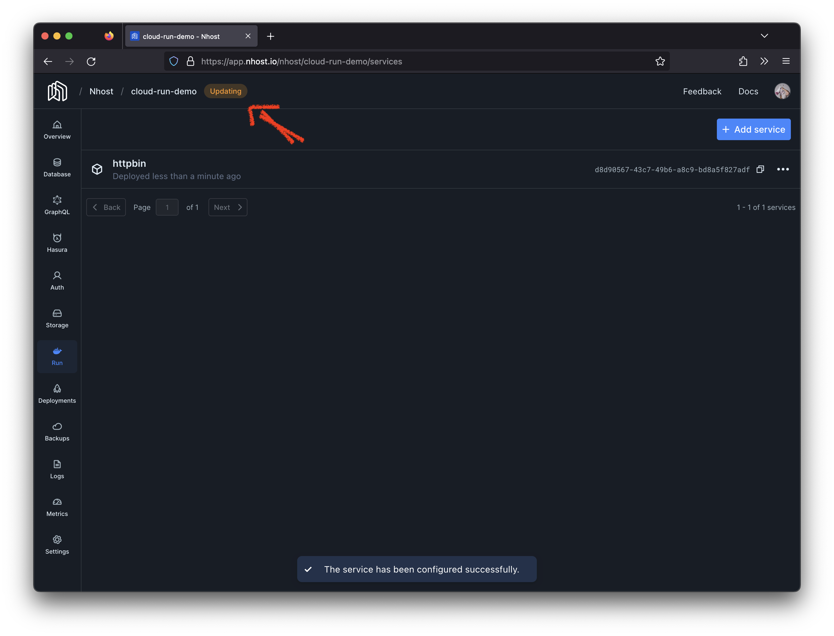 wait for the service to finish updating