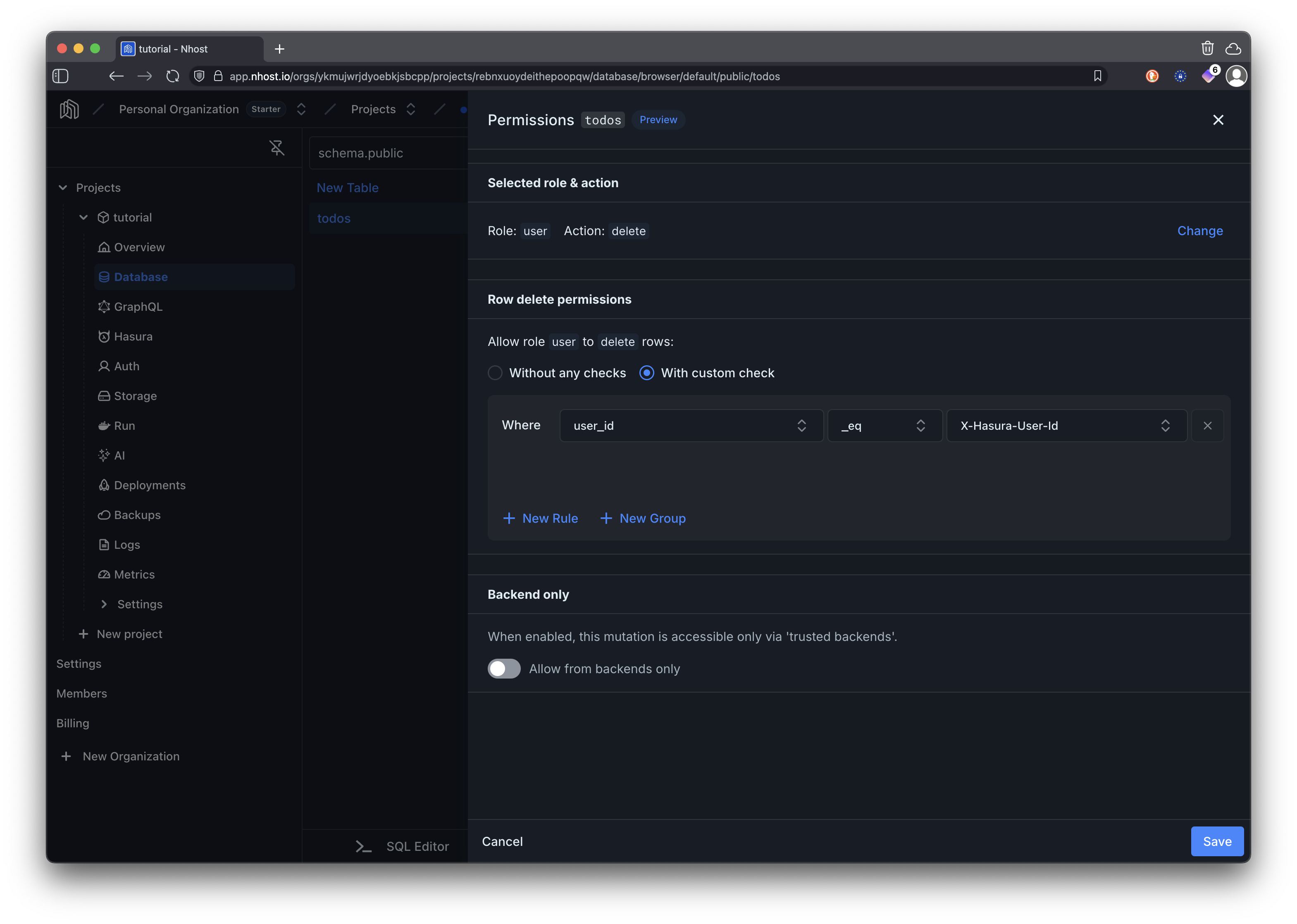 Delete Permissions Configuration