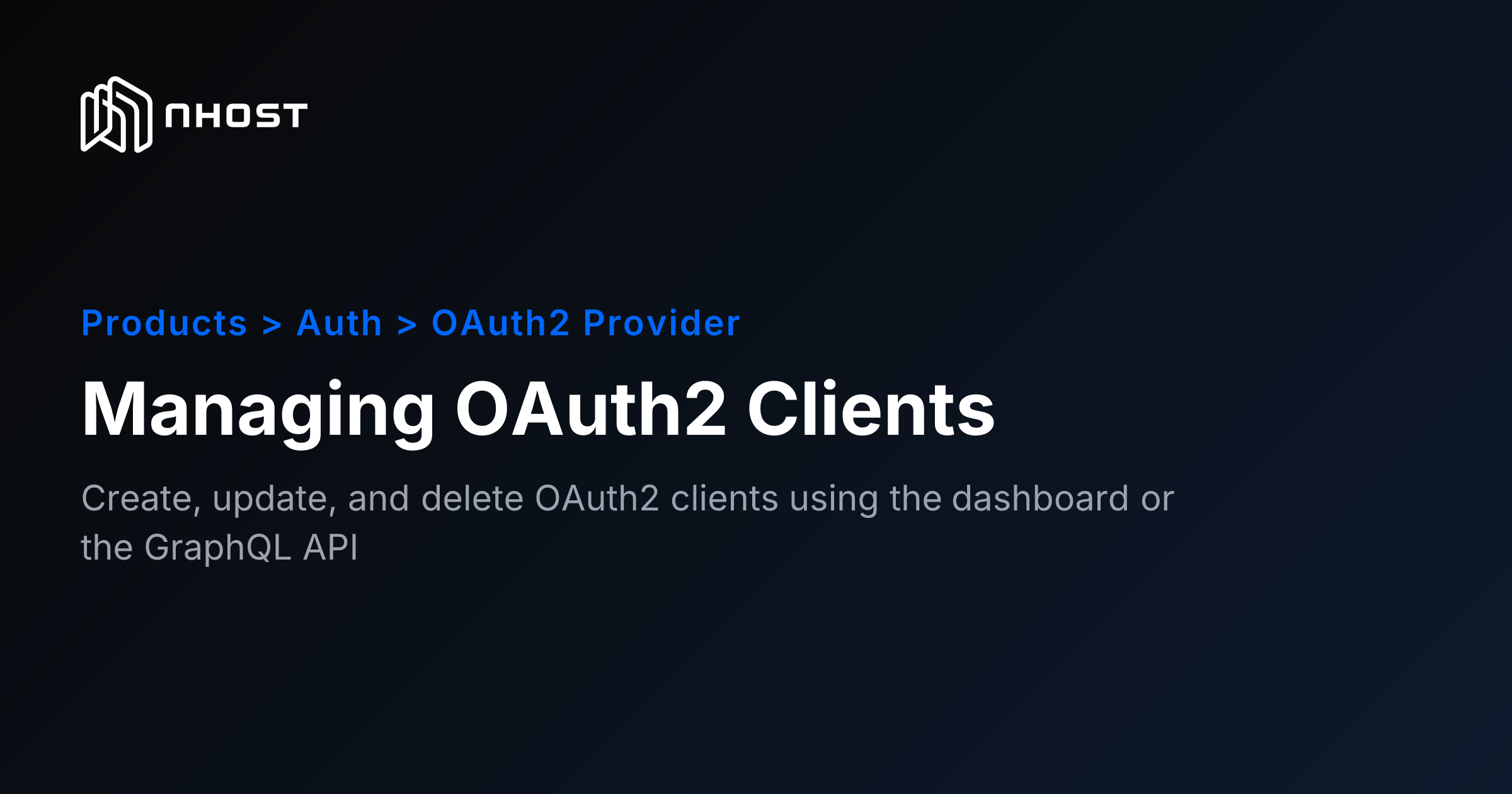 Create and Configure OAuth2 Clients | Nhost Docs
