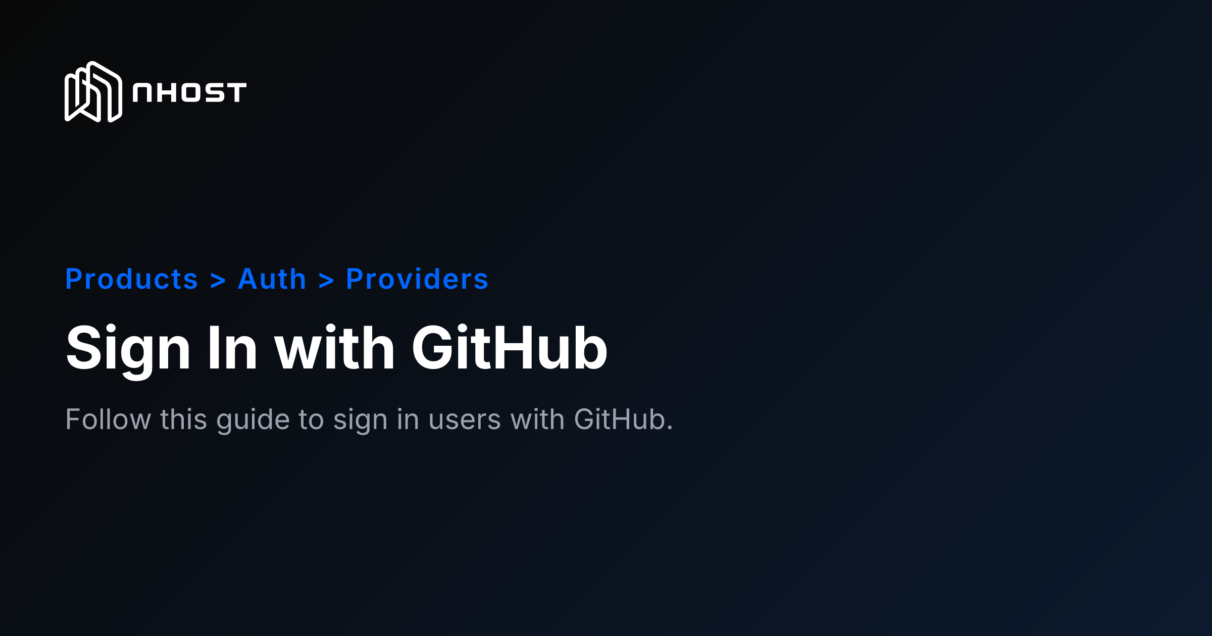 Sign In with GitHub | Nhost Documentation