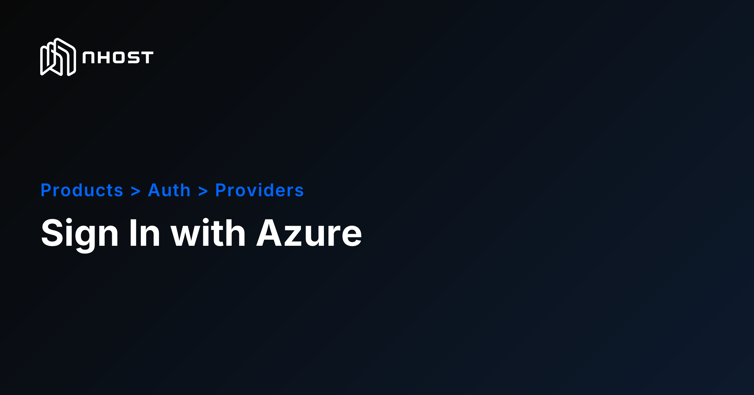Azure Active Directory OAuth Setup | Nhost Docs