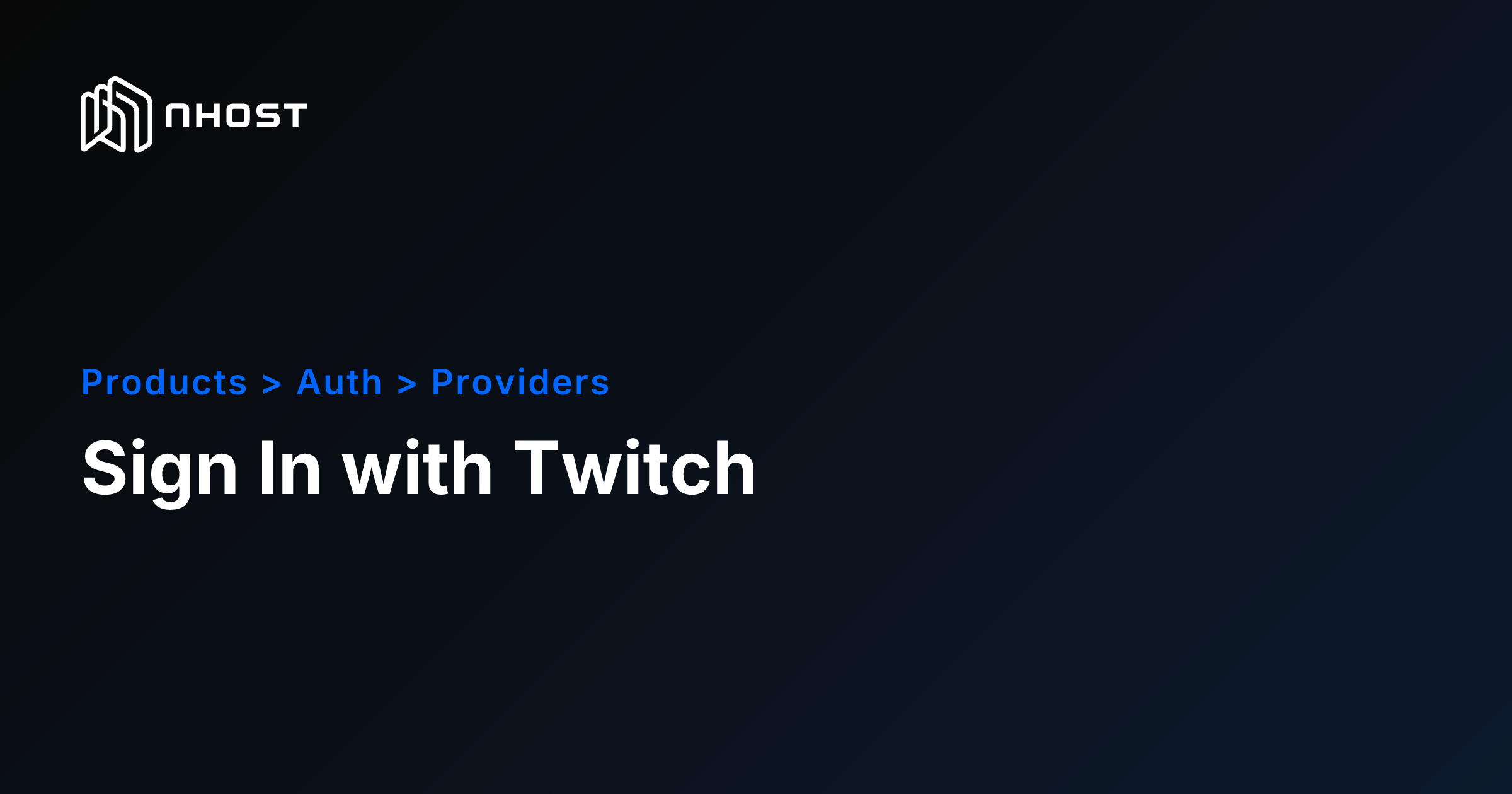 Twitch OAuth Authentication Setup | Nhost Docs