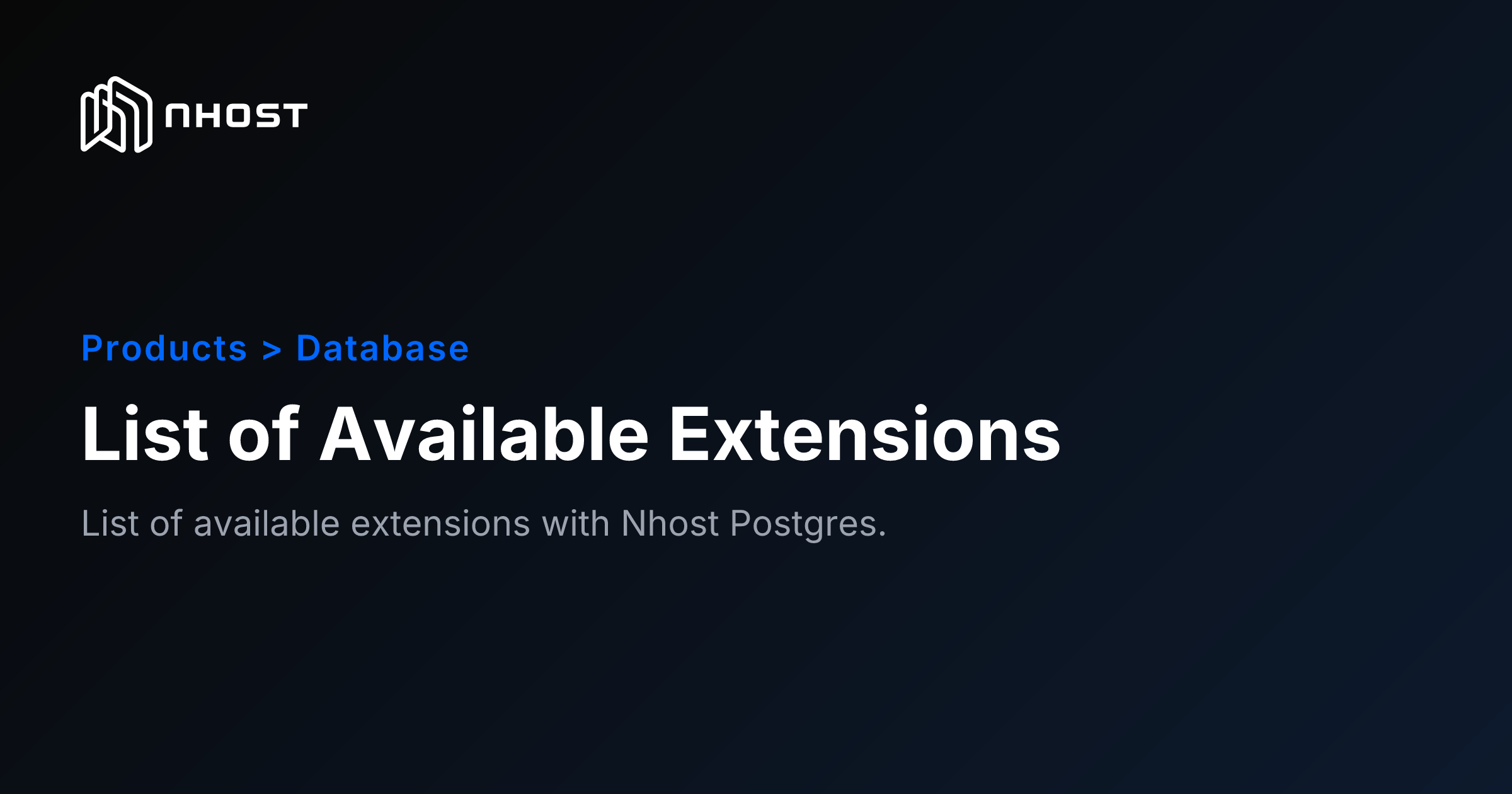 List of Available Extensions | Nhost Documentation