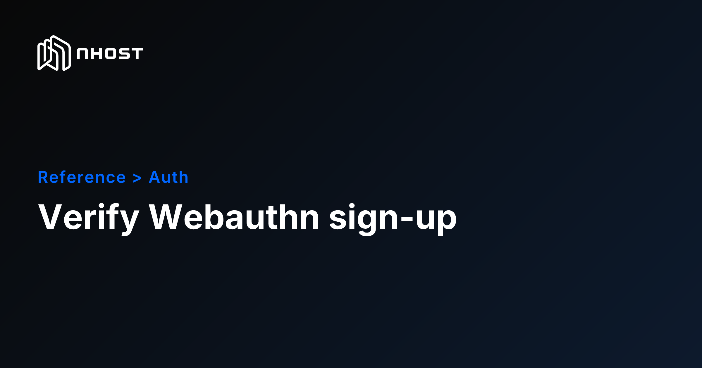Verify Webauthn sign-up | Nhost Documentation