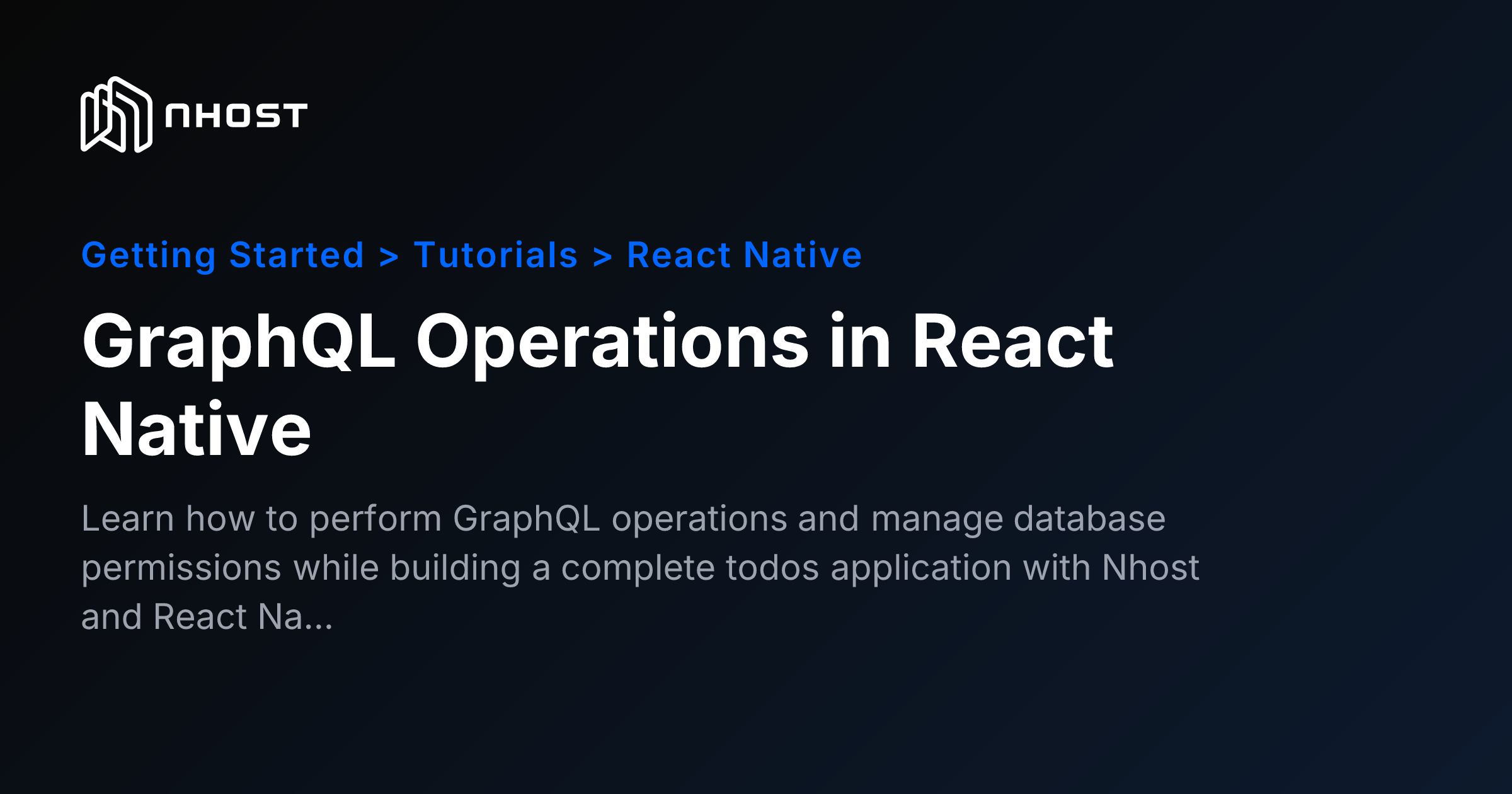 Nhost Createdatabase GraphQL Operations in React Native | Nhost Documentation