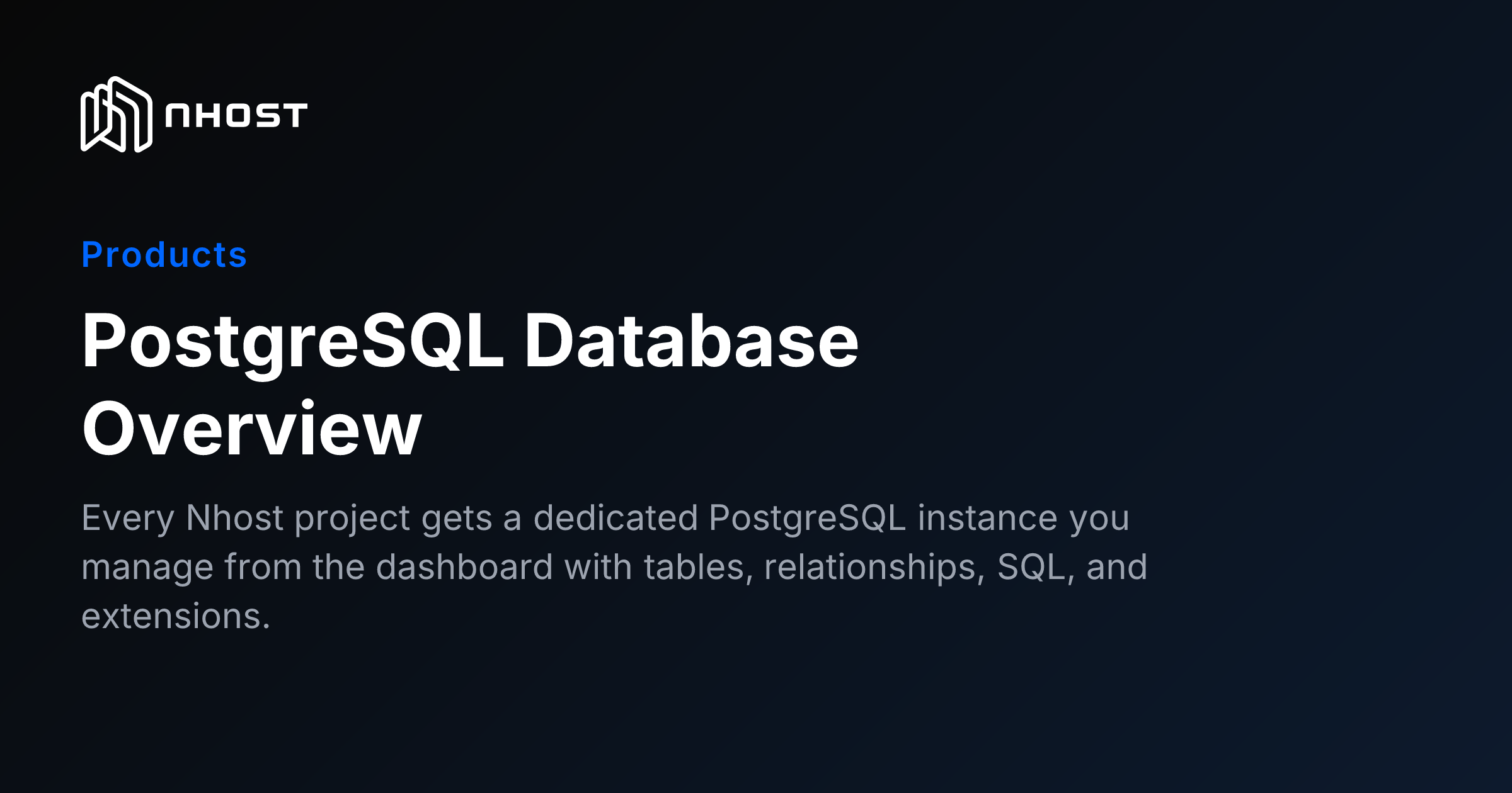 Dedicated PostgreSQL Database for Every Project | Nhost Docs